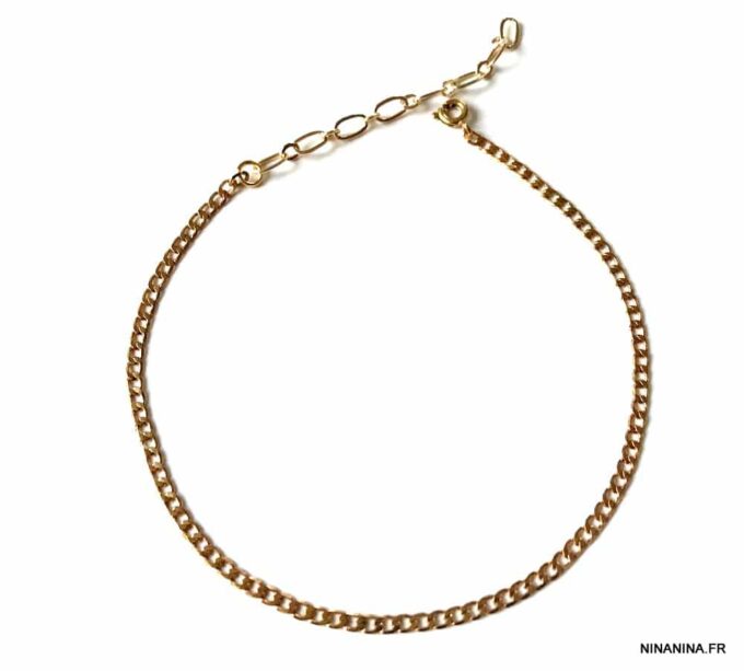 N7178c Chaine de cheville maille gourmette laiton Plaqué Or - Bijoux Bracelets en ligne Ninanina