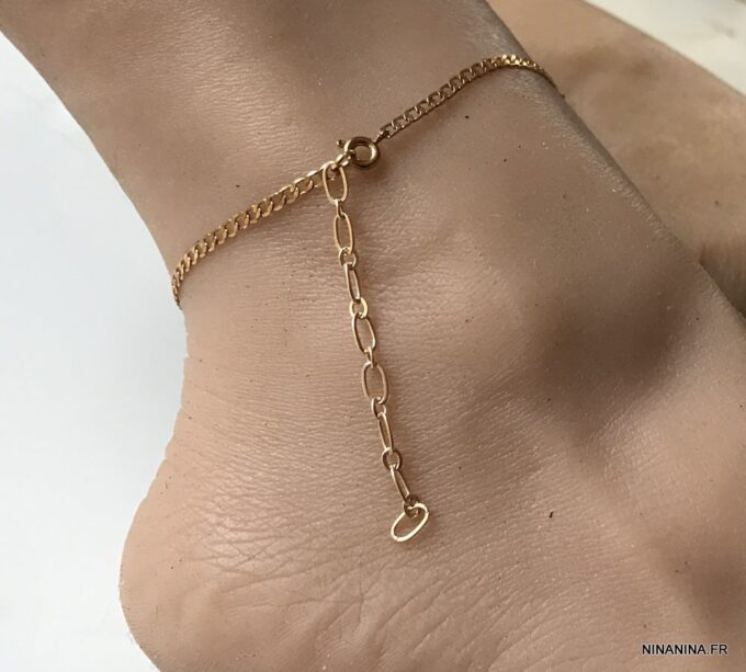 N7178d Chaine de cheville maille gourmette laiton Plaqué Or - Bijoux Bracelets en ligne Ninanina