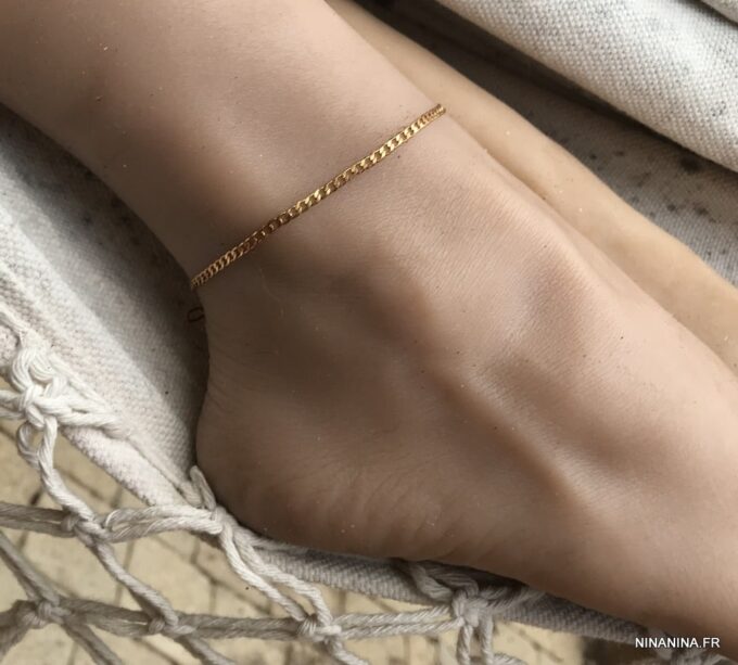 N7178e Chaine de cheville maille gourmette laiton Plaqué Or - Bijoux Bracelets en ligne Ninanina