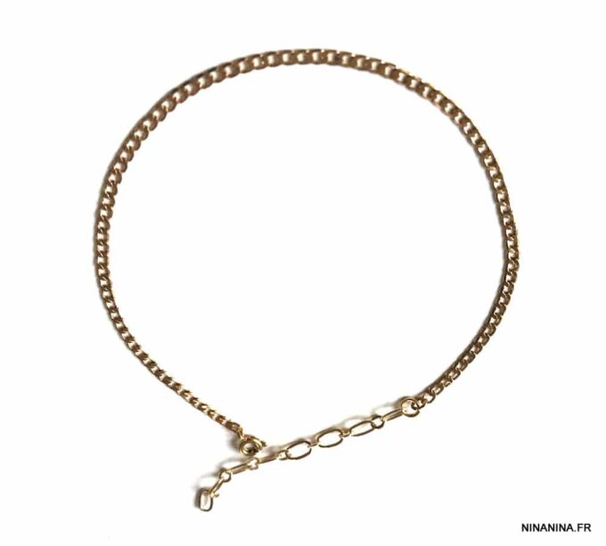 N7178h Chaine de cheville maille gourmette laiton Plaqué Or - Bijoux Bracelets en ligne Ninanina