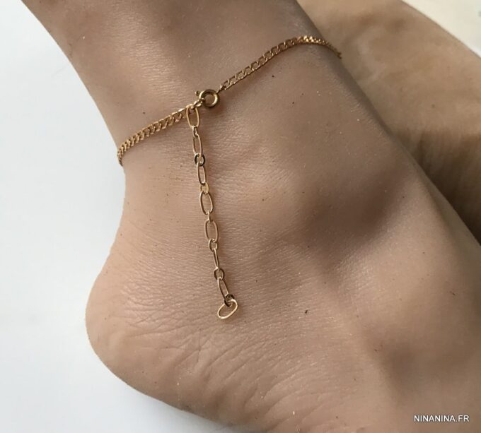 N7178l Chaine de cheville maille gourmette laiton Plaqué Or - Bijoux Bracelets en ligne Ninanina