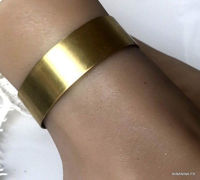 N7205c Bracelet de cheville large tribal laiton doré pour femme - Bijoux de pîed en ligne Ninanina