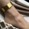 N7205h Bracelet de cheville large tribal laiton doré pour femme - Bijoux de pîed en ligne Ninanina