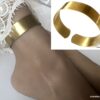 N7205i Bracelet de cheville large tribal laiton doré pour femme - Bijoux de pîed en ligne Ninanina