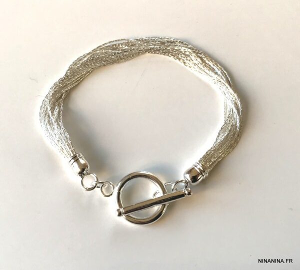 Bracelet Manchette Souple Argenté - Bijou De Créateur - Occasion