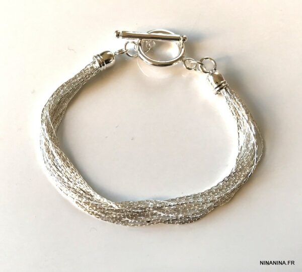 Bracelet Manchette Argenté - Style Large Et Souple - Occasion