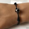N7278a Bracelet ballon de foot acier inoxydable cordon réglable - Bijoux Bracelets en ligne Ninanina