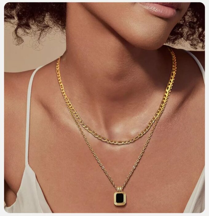 N7300c Chaine figaro Acier inoxydable doré homme 50 cm - Bijoux Colliers hommes en ligne Ninanina