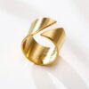 N7308d Bague enveloppante large ajustable acier inoxydable doré - Bijoux Bagues en ligne Ninanina
