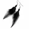 N758 Boucles D'oreilles plumes et perles en bois noires artisanales - Bijoux boucle d'oreille ethnique en ligne Ninanina