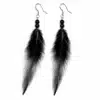 N758d Boucles D'oreilles plumes et perles en bois noires artisanales - Bijoux boucle d'oreille ethnique en ligne Ninanina