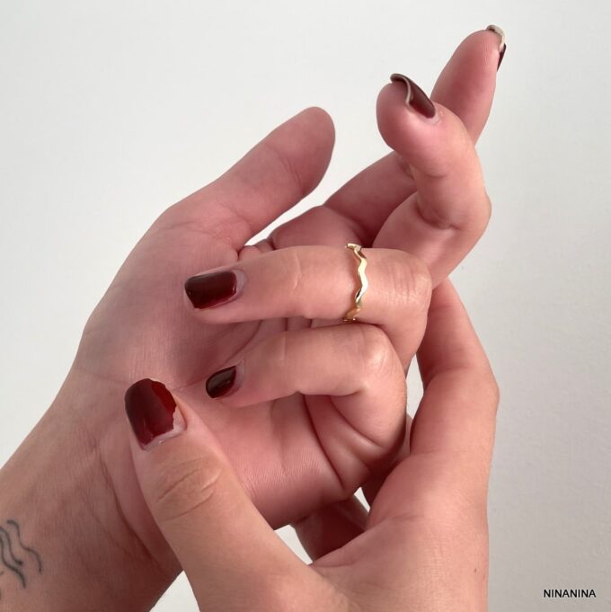 N7933 Bague de phalange festonnée argent 925 doré - Bijoux Bagues de phalanges en ligne Ninanina