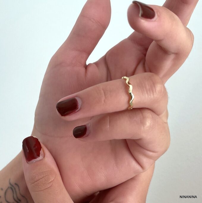 N7933b Bague de phalange festonnée argent 925 doré - Bijoux Bagues de phalanges en ligne Ninanina