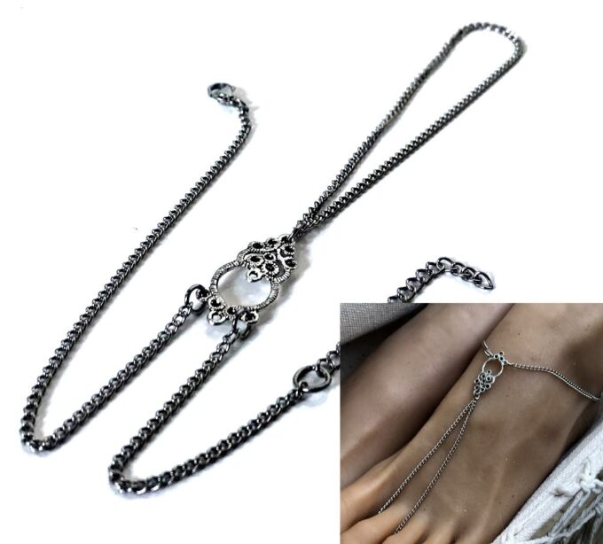 N794a Chainette de pied Acier inoxydable argent - bijou femme - Bijoux de pied en ligne Ninanina