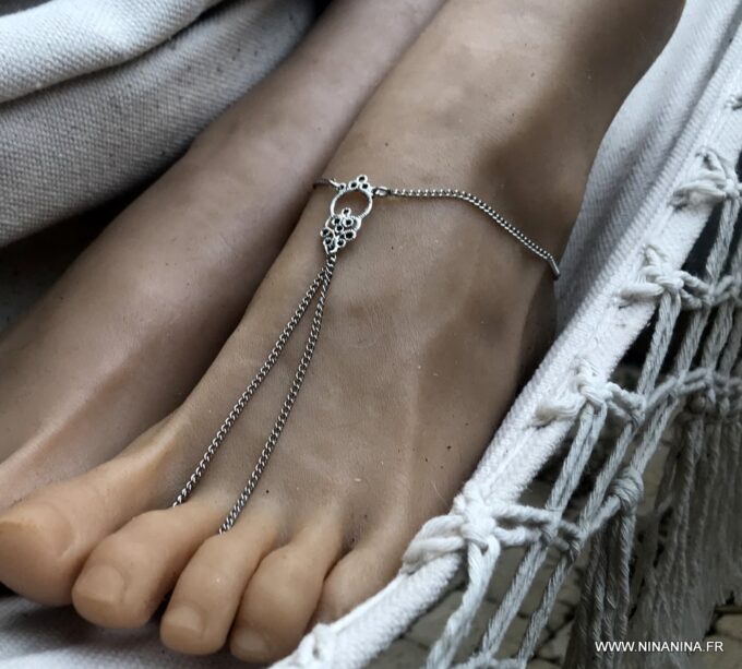 N794b Chainette de pied Acier inoxydable argent - bijou femme - Bijoux de pied en ligne Ninanina