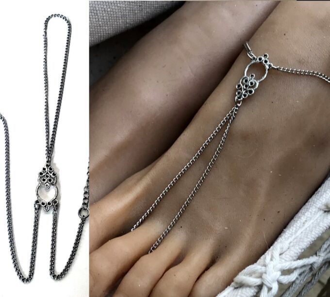 N794c Chainette de pied Acier inoxydable argent - bijou femme - Bijoux de pied en ligne Ninanina