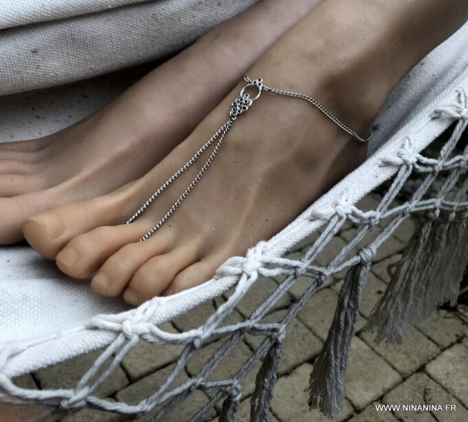 N794e Chainette de pied Acier inoxydable argent - bijou femme - Bijoux de pied en ligne Ninanina