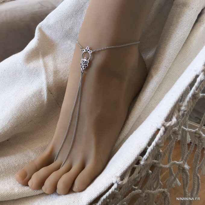 N794k Chainette de pied Acier inoxydable argent - bijou femme - Bijoux de pied en ligne Ninanina