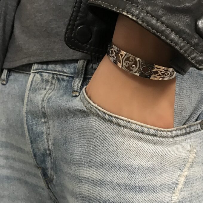 N8001b Bracelet Triskel Manchette acier inoxydable homme - Bijoux Bracelets en ligne Ninanina