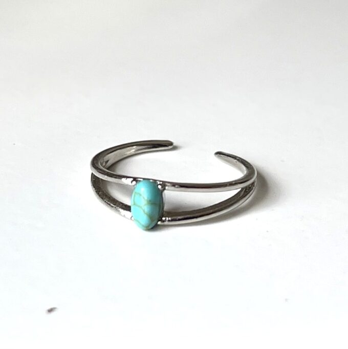 N8090e Bague de pied Acier inxoxydable et howlite turquoise - Bijoux Bagues en ligne Ninanina