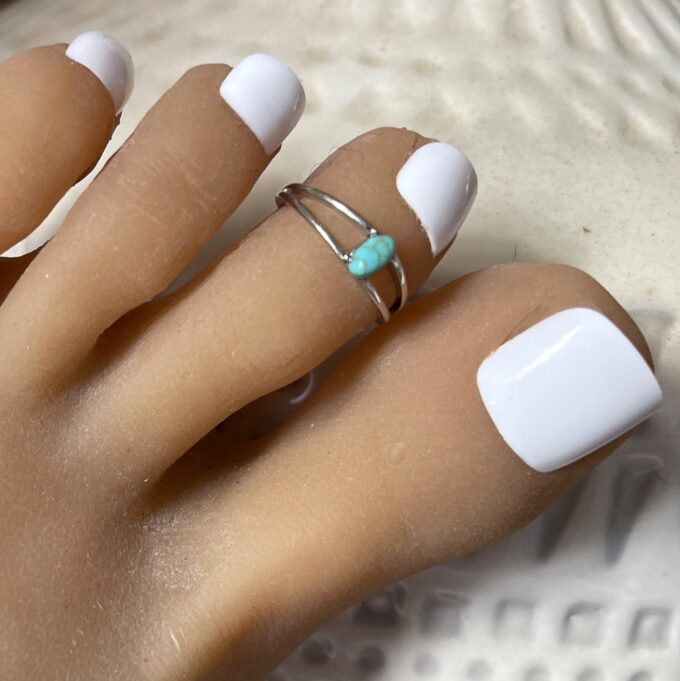 N8090i Bague de pied Acier inxoxydable et howlite turquoise - Bijoux Bagues en ligne Ninanina