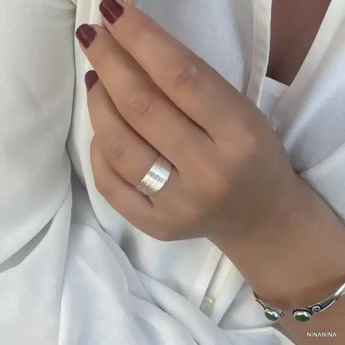 N833c Bague multirang argent plaqué femme ajustable - Bijoux Bagues Femmes en ligne Ninanina