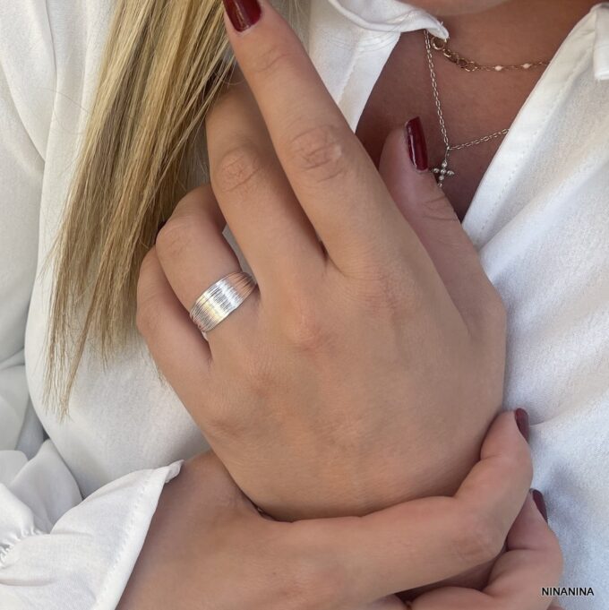 N833d Bague multirang argent plaqué femme ajustable - Bijoux Bagues Femmes en ligne Ninanina