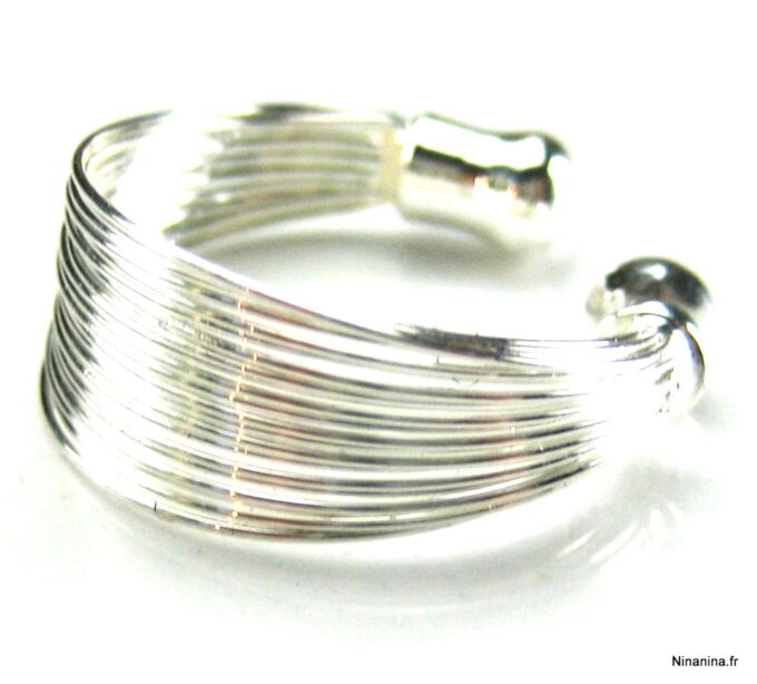 N833ter bague ajustable multi rangs plaqué argent