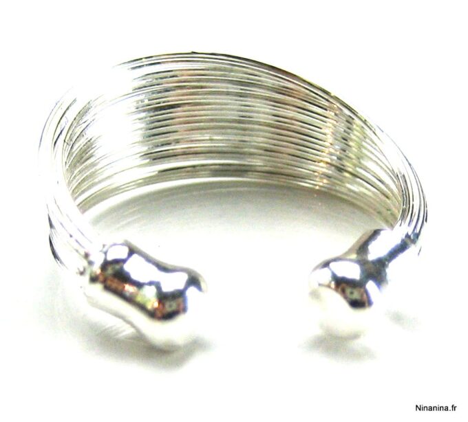 N833terc bague ajustable multi rangs plaqué argent