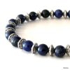 N8486a Bracelet Perle Bleu Homme En Lapis Lazuli Et Rondelles Argentées - Bijoux Bracelets hommes en ligne Ninanina