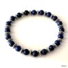 N8486b Bracelet Perle Bleu Homme En Lapis Lazuli Et Rondelles Argentées - Bijoux Bracelets hommes en ligne Ninanina