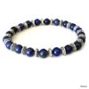 N8486c Bracelet Perle Bleu Homme En Lapis Lazuli Et Rondelles Argentées - Bijoux Bracelets hommes en ligne Ninanina