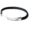 N8511h Bracelet cuir tressé noir double rang et acier inoxydable pour homme artisanal - Bijoux bracelets hommes en ligne Ninanina