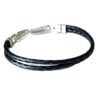 N8511i Bracelet cuir tressé noir double rang et acier inoxydable pour homme artisanal - Bijoux bracelets hommes en ligne Ninanina