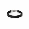 N8587e Bracelet homme lacet cuir plat lisse marron et fermoir rectangulaire acier argenté - Bijoux Bracelets hommes en ligne Ninanina