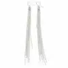 N8619 Boucles d'oreilles tres longues argent - chainettes maille serpent artisanales - Bijoux d'oreille en ligne Ninanina
