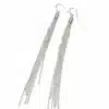 N8619b Boucles d'oreilles tres longues argent - chainettes maille serpent artisanales - Bijoux d'oreille en ligne Ninanina