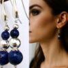N862 Boucles d'oreilles Pendantes Lapis lazuli Bleu Et Perles Argent 925 Faites Main En France - Bijoux d'oreille en ligne Ninanina