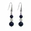 N862E Boucles d'oreilles Pendantes Lapis lazuli Bleu Et Perles Argent 925 Faites Main En France - Bijoux d'oreille en ligne Ninanina