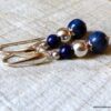 N862f Boucles d’oreilles Lapis lazuli perles Argent massif - Bijoux boucles d oreilles en ligne Ninanina