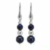 N862G Boucles d'oreilles Pendantes Lapis lazuli Bleu Et Perles Argent 925 Faites Main En France - Bijoux d'oreille en ligne Ninanina