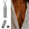 N8646-4730 Collier Pendentif urne funéraire Acier Inoxydable Argenté - Collier artisanal - Bijoux colliers funéraires en ligne Ninanina