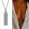 N8646-4730c Collier Pendentif urne funéraire Acier Inoxydable Argenté - Collier artisanal - Bijoux colliers funéraires en ligne Ninanina