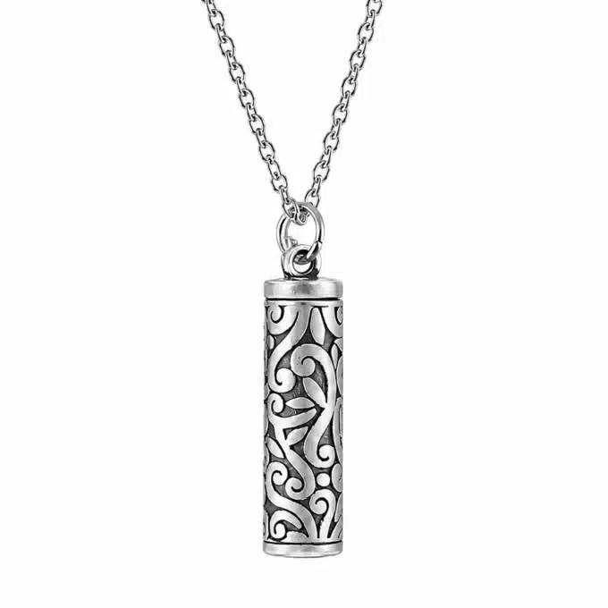 N8646-4730g Collier Pendentif urne funéraire Acier Inoxydable Argenté - Collier artisanal - Bijoux colliers funéraires en ligne Ninanina