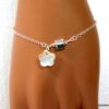N887terj bracelet argent massif fleur nacre