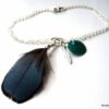 N888ter bracelet argent massif et plume turquoise