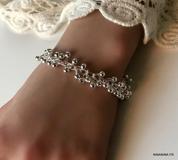 N920 Bracelet petites perles plaqué Argent pour femme - Bijoux Bracelets en ligne Ninanina