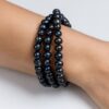 N979a Bracelet Manchette Femme 3 Rangs avec Perles d’Eau Douce Noires – Bijou Élégant et Raffiné - Bijoux Bracelets manchette perle en ligne Ninanina