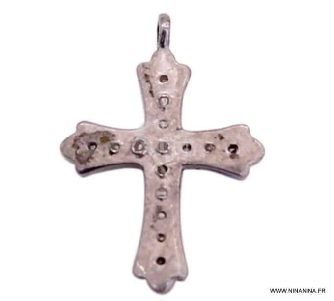 N6507a Pendentif croix femme diamant argent noir - Bijoux Pendentifs en ligne Ninanina
