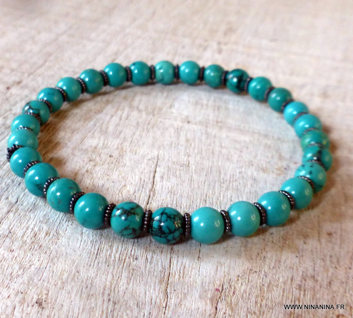 Bracelet de perles pierre de Lave et Malachite, Sur mesure pour Homme ou  Femme